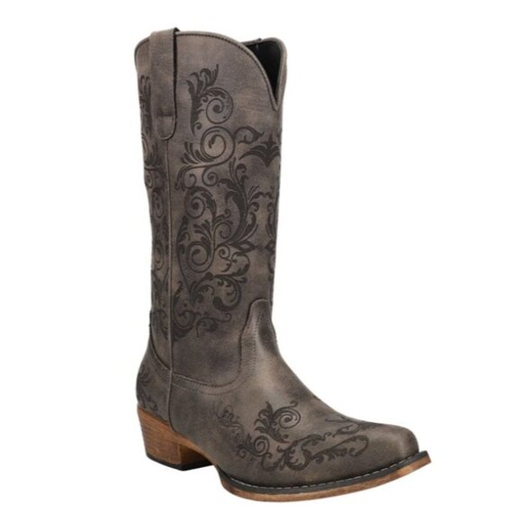 Roper Womens Vintage Black Faux Leather Western Boots Size 6.5 - Picture 8 of 12